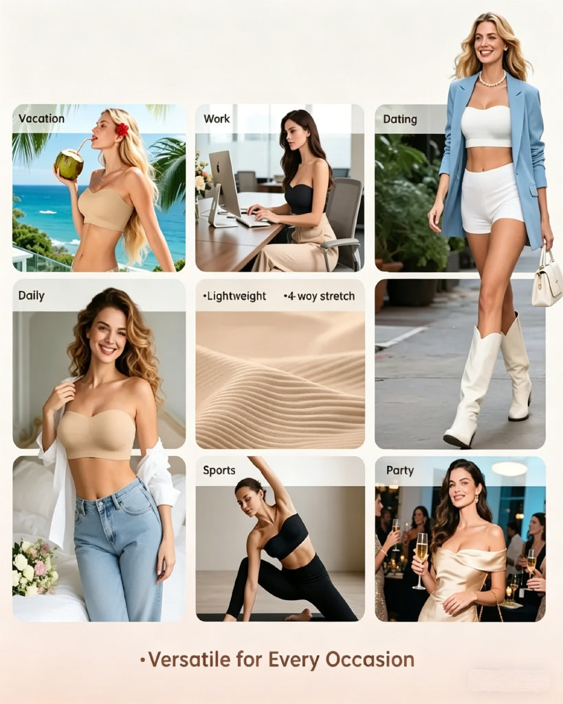 Strapless Bandeau Bra, non-slip silicone | Velaure