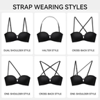 Strap wearing styles: strapless, halter, cross-back, one-shoulder